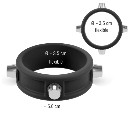 Rebel Silicone Ring with Metal Studs - Adjustable Black Intimate Accessory