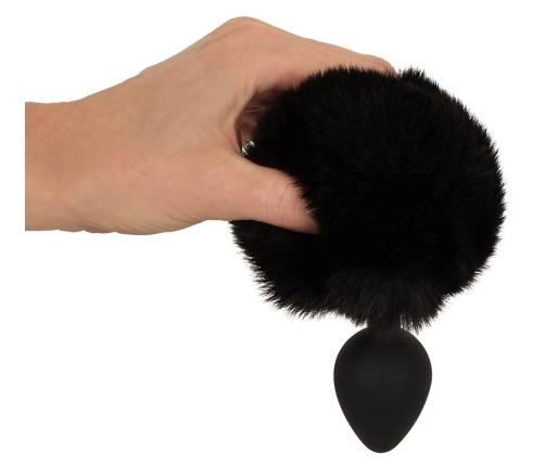 You2Toys Fluffy Tail Black M - Silicone Intimate Cone Plug with Faux Fur