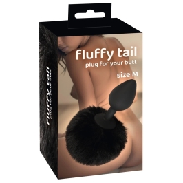 You2Toys Fluffy Tail Black M - Silicone Intimate Cone Plug with Faux Fur