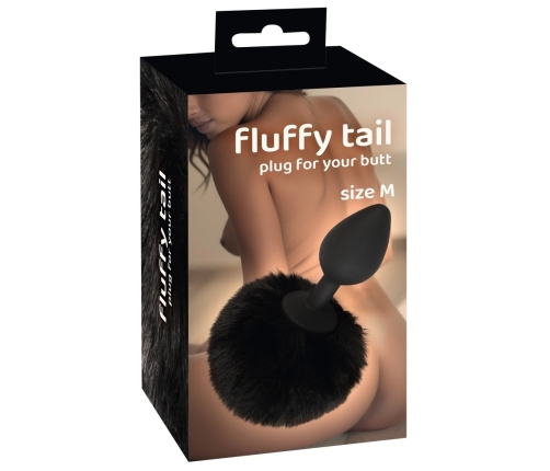 You2Toys Fluffy Tail Black M - Silicone Intimate Cone Plug with Faux Fur