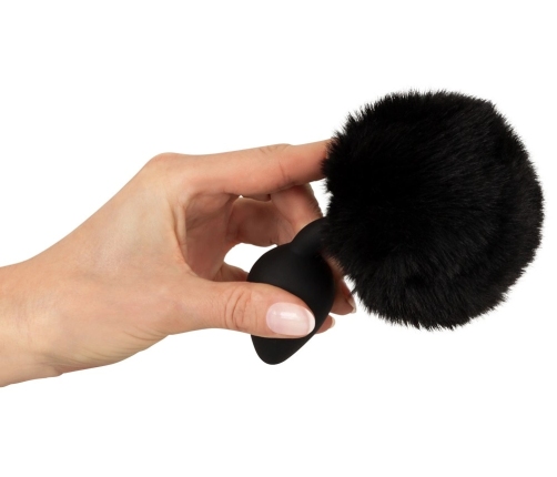 You2Toys Fluffy Tail Black M - Silicone Intimate Cone Plug with Faux Fur
