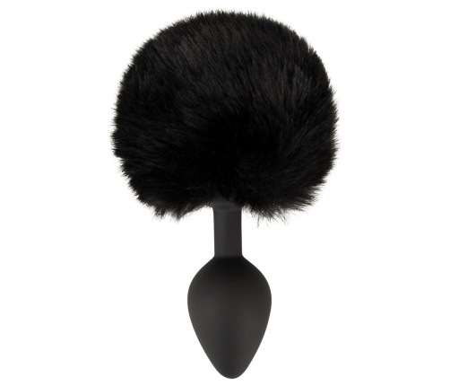 You2Toys Fluffy Tail Black M - Silicone Intimate Cone Plug with Faux Fur