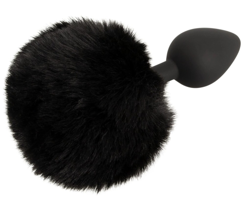 You2Toys Fluffy Tail Black M - Silicone Intimate Cone Plug with Faux Fur