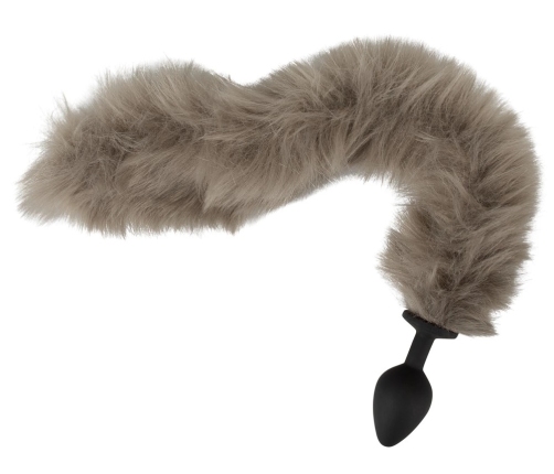 You2Toys Fluffy Tail Plug Grey - Silicone Model with Soft Faux Fur, 45 cm