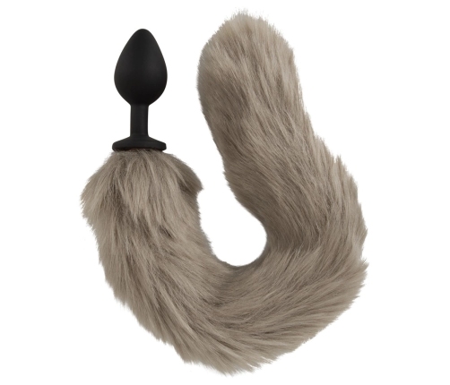 You2Toys Fluffy Tail Plug Grey - Silicone Model with Soft Faux Fur, 45 cm