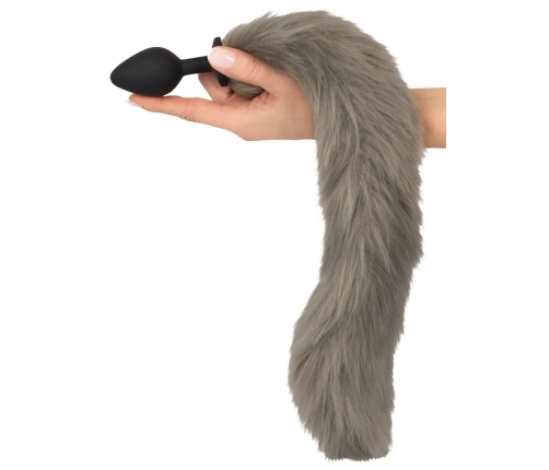 You2Toys Fluffy Tail Plug Grey - Silicone Model with Soft Faux Fur, 45 cm