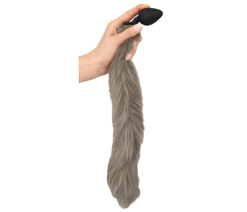 You2Toys Fluffy Tail Plug Grey - Silicone Model with Soft Faux Fur, 45 cm