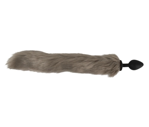 You2Toys Fluffy Tail Plug Grey - Silicone Model with Soft Faux Fur, 45 cm