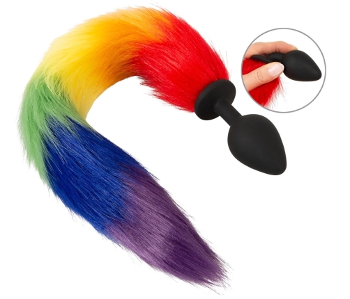 You2Toys Rainbow Fluffy Tail Silicone Plug - 42 cm Multicolor