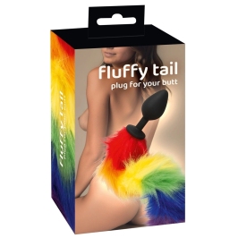 You2Toys Rainbow Fluffy Tail Silicone Plug - 42 cm Multicolor