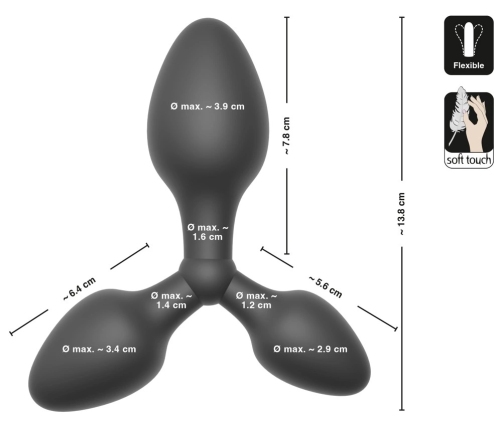 Black Velvets Training System Triple Silicone Plug Set S-M-L Black