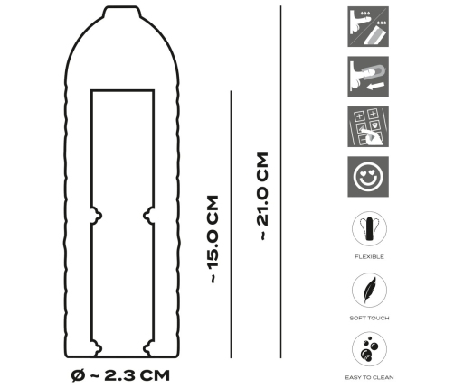 Suck-O-Mat 3 Performance Sleeve M - Flexible Silicone System, 21 cm