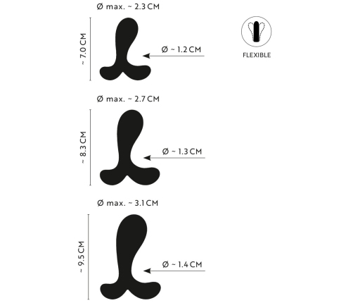 ANOS Silicone Training Set - 3-Piece Anal Trainer with Curved Tips