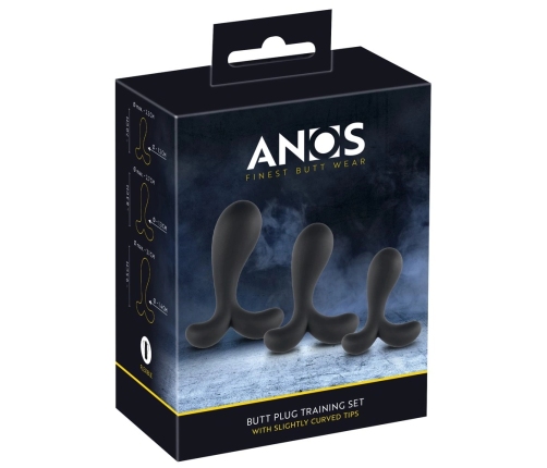 ANOS Silicone Training Set - 3-Piece Anal Trainer with Curved Tips