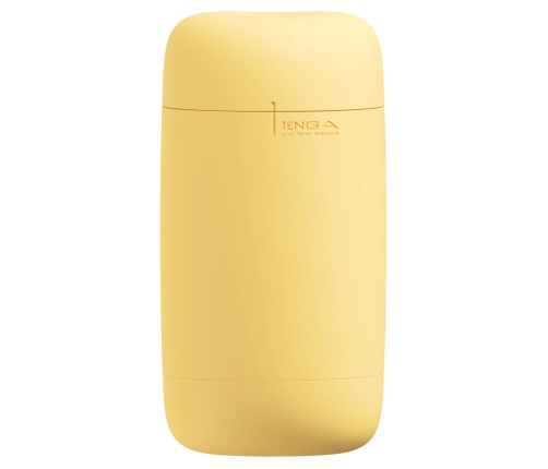 TENGA Puffy Intimate Device Custard Yellow Soft Silicone, 16.5 cm