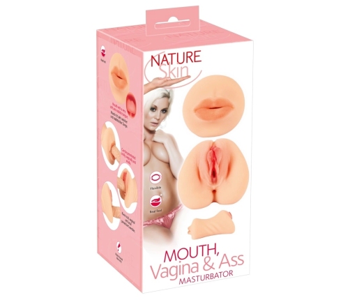 Nature Skin Triple Entry Intimate Machine TPE 19.5 cm Flesh Tone