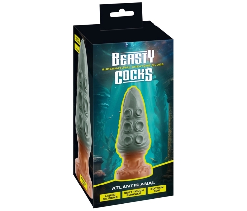 Beasty Cocks Atlantis Silicone Plug with Suction Cup 21cm Metallic