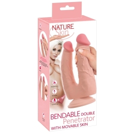 Nature Skin Bendable Double Penetrator Movable Skin TPE 20/19cm