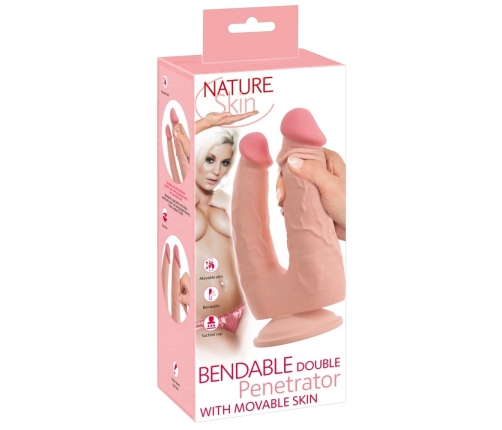 Nature Skin Bendable Double Penetrator Movable Skin TPE 20/19cm