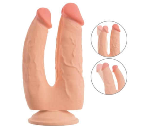 Nature Skin Bendable Double Penetrator Movable Skin TPE 20/19cm