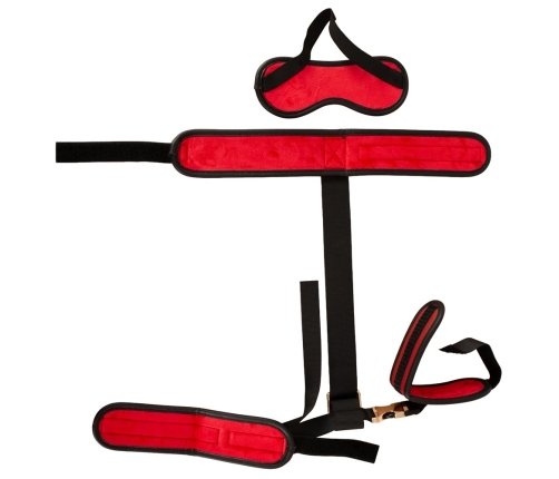 Bad Kitty Neck to Wrist Bondage Set Black/Red Adjustable with Blindfold
