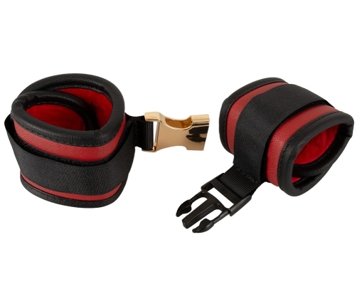 Bad Kitty Neck to Wrist Bondage Set Black/Red Adjustable with Blindfold