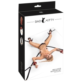 Bad Kitty Bed/Door-Restraint Set Red/Black Adjustable 5-Piece