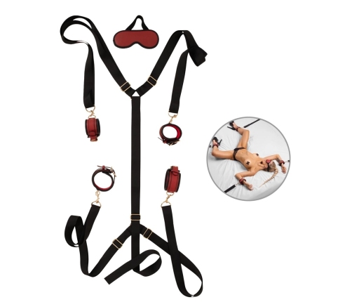 Bad Kitty Under the Bed Restraint Kit Black/Red Adjustable 6-Piece Set