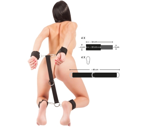 Bad Kitty BK Padded Handcuffs & Ankle Cuffs Set, Adjustable, Black