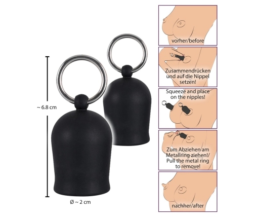 You2Toys Nipple Sucker Set Black - Silicone & Metal, 2.1 cm Inner O