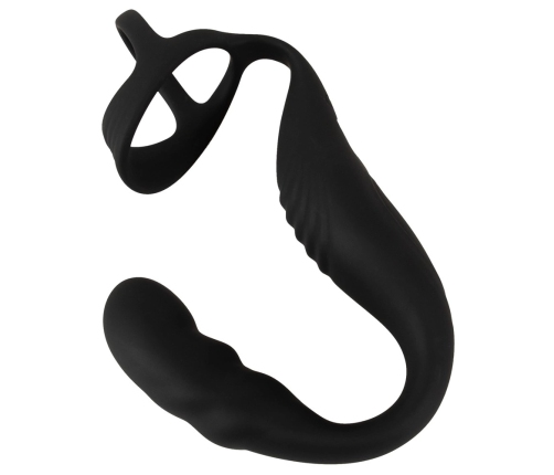 Rebel RC Prostate Plug & Dual Support Ring Set, Silicone, Black