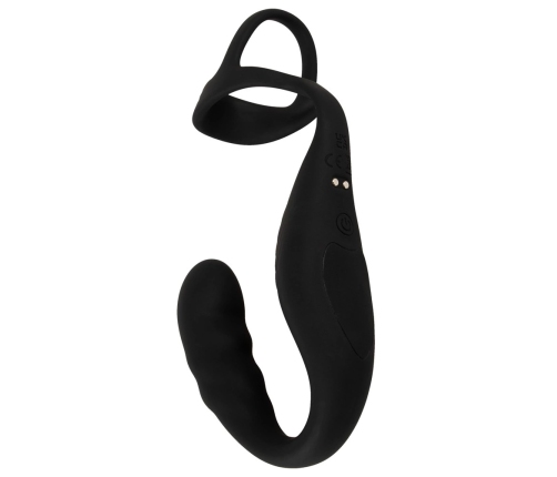 Rebel RC Prostate Plug & Dual Support Ring Set, Silicone, Black