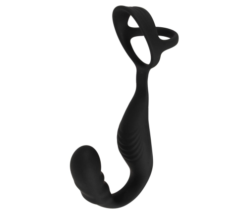 Rebel RC Prostate Plug & Dual Support Ring Set, Silicone, Black