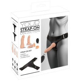 You2Toys Strap-On Set RC Vibe Silicone Harness & 2 Attachments Black