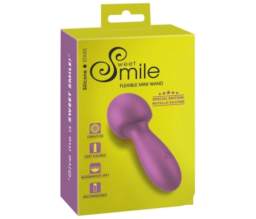 Sweet Smile Metallic Mini Wand - Compact Waterproof Massage Device, Silver