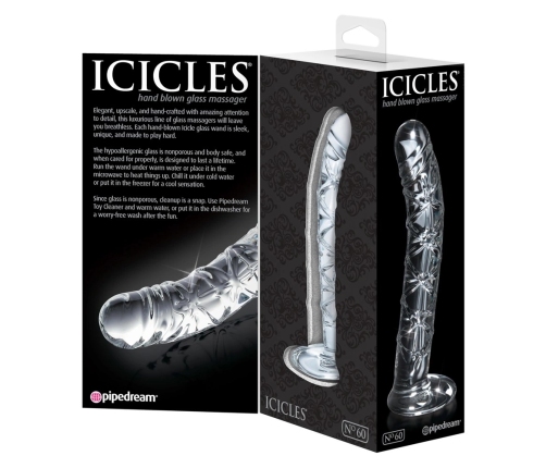 Pipedream Icicles No. 60 Hand-Blown Glass Massage Tool 16.5cm Clear