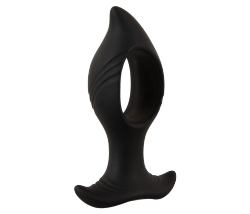ANOS RC Cone Anal Plug with Hole & Dual Vibration, Black, 12 cm