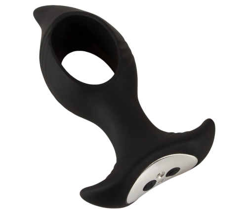 ANOS RC Cone Anal Plug with Hole & Dual Vibration, Black, 12 cm