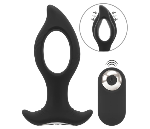 ANOS RC Cone Anal Plug with Hole & Dual Vibration, Black, 12 cm