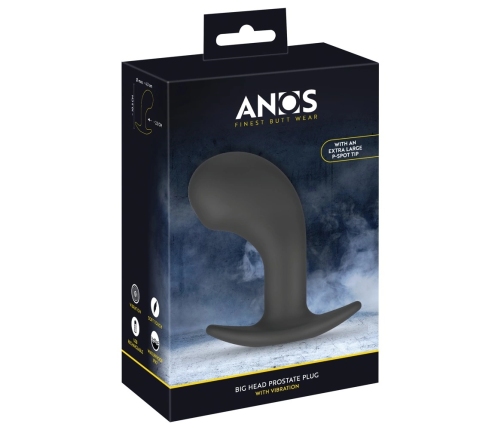 ANOS Big Head Silicone Prostate Massager with 10 Vibration Modes, Black