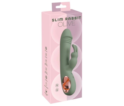 You2Toys Slim Rabbit Olive Dual Vibrator, 10 Modes, Waterproof, Silicone