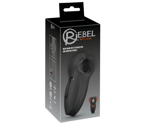 Rebel Man Wand Intimate Stimulator with Vibrating Moving Wings, Black