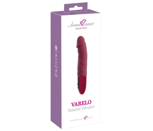 beau coeur VARELO Natural Vibrator Red 23cm 12 Modes Silicone LED USB