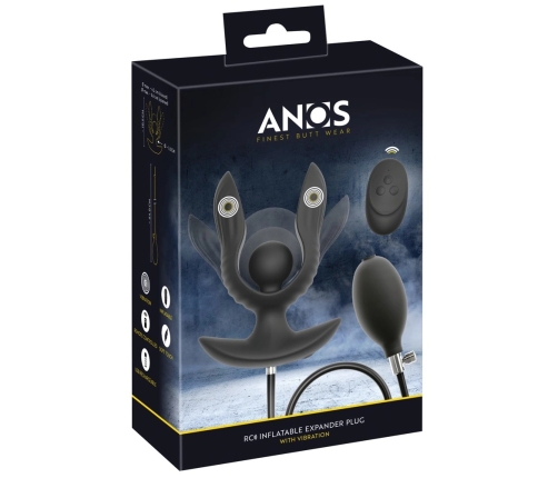 ANOS RC Inflatable Silicone Plug with Vibration, Expandable, Black, 10.9 cm