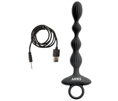 ANOS Flexible Beads Vibrating Intimate Trainer Silicone USB 21.1cm Black