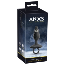 ANOS Flexible Plug Twisted Design - 10-Mode Vibrating Silicone, Black ANOS Flexible Plug Twisted Design - 10-Mode Vibrating Silicone, Black