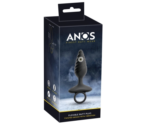 ANOS Flexible Plug Twisted Design - 10-Mode Vibrating Silicone, Black