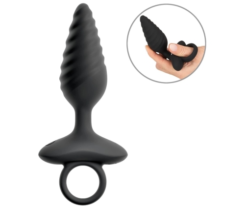 ANOS Flexible Plug Twisted Design - 10-Mode Vibrating Silicone, Black