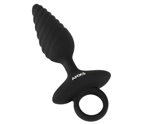ANOS Flexible Plug Twisted Design - 10-Mode Vibrating Silicone, Black