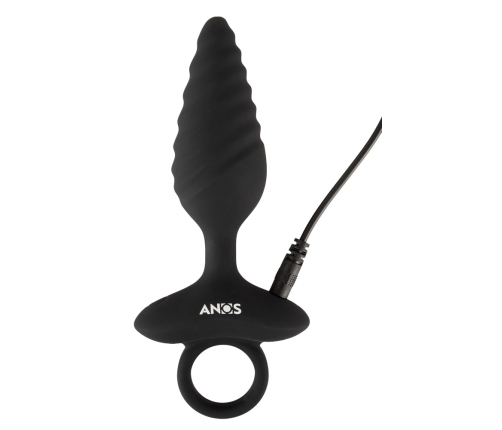 ANOS Flexible Plug Twisted Design - 10-Mode Vibrating Silicone, Black